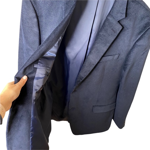 Alan Flusser Blue Textured Diamond Print Sportscoat Jacket Blazer Size 46L - Picture 7 of 9